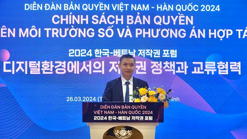 Ông Trần Hoàng, Cục trưởng Cục Bản quyền tác giả phát biểu khai mạc.