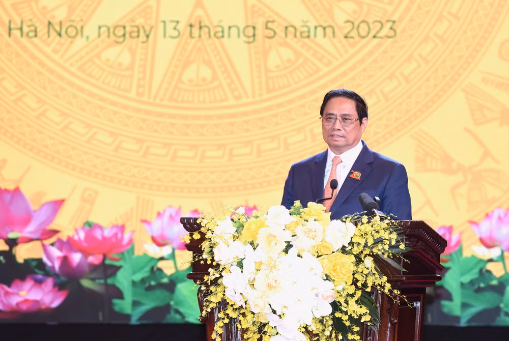 Thủ tướng Phạm Minh Chính phát biểu tại lễ kỷ niệm. (Ảnh: Trần Hải) Thủ tướng Phạm Minh Chính phát biểu tại lễ kỷ niệm. (Ảnh: Trần Hải)