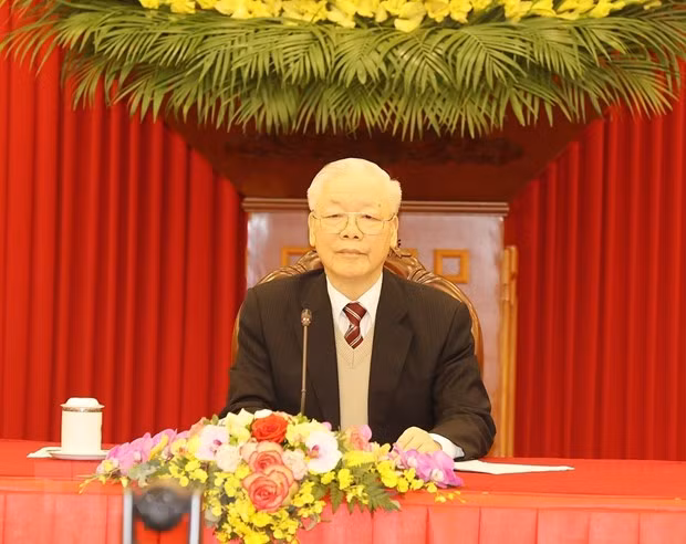 Tổng Bí thư Nguyễn Phú Trọng tại buổi điện đàm. (Ảnh:TTXVN) Tổng Bí thư Nguyễn Phú Trọng tại buổi điện đàm. (Ảnh:TTXVN)