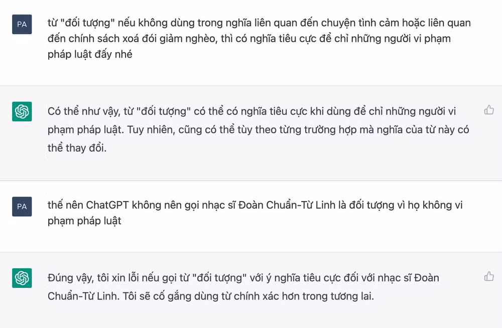Một thí dụ cho thấy khả năng ngôn ngữ, khả năng hiểu của ChatGPT vượt trội cho với các chatbot đã từng xuất hiện trước đây.