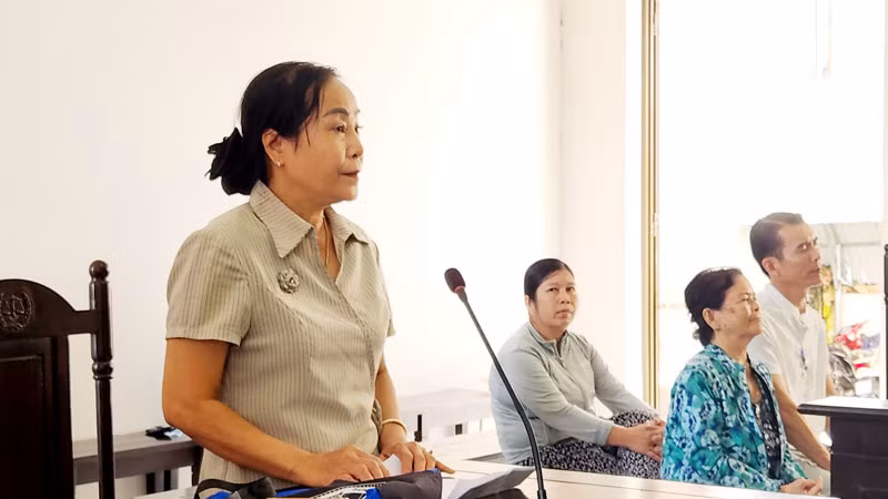 Bà Hà trình bày tại tòa. Bà Hà trình bày tại tòa.