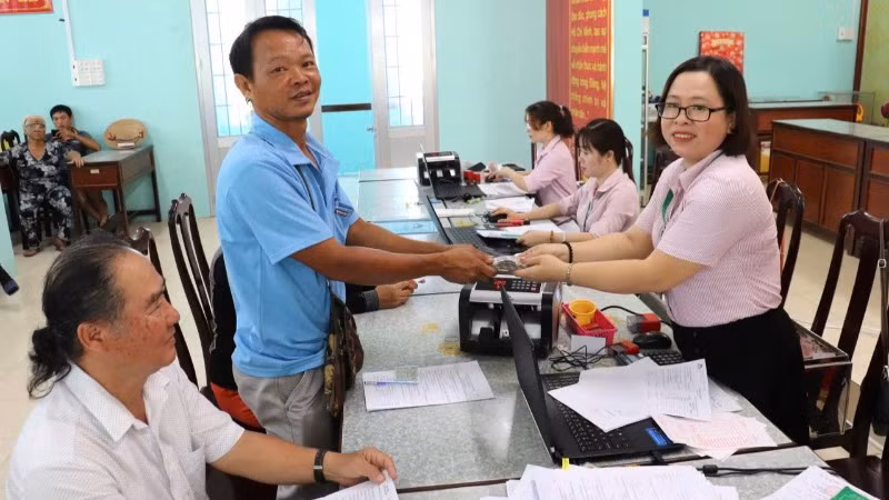 Điểm giao dịch xã tháng 3 của Ngân hàng Chính sách xã hội Kiên Giang.