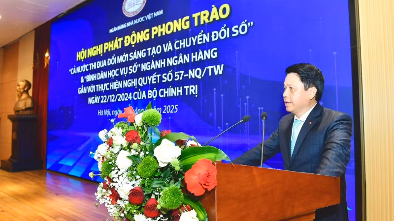 Phó Thống đốc Ngân hàng Nhà nước Phạm Tiến Dũng phát biểu khai mạc Hội nghị.