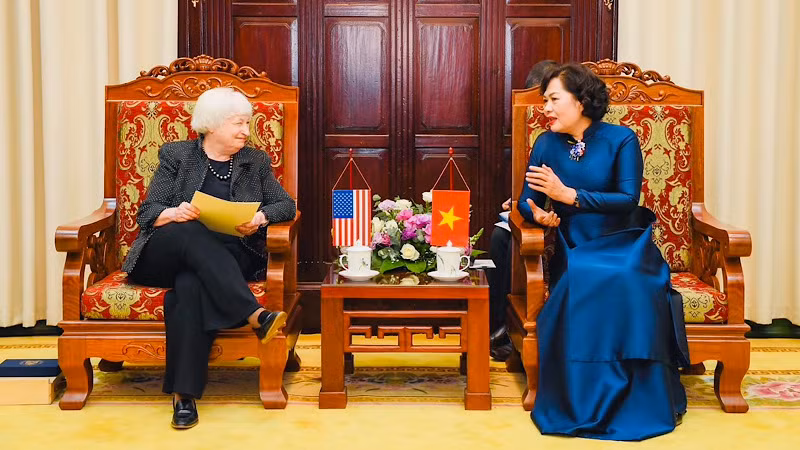Thống đốc Ngân hàng Nhà nước Việt Nam Nguyễn Thị Hồng và Bộ trưởng Tài chính Hoa Kỳ Janet L. Yellen.