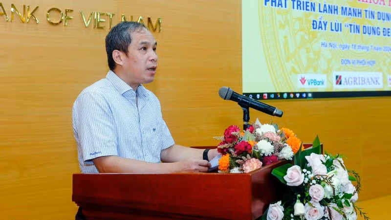 Phó Thống đốc Ngân hàng Nhà nước Việt Nam Đoàn Thái Sơn phát biểu tại hội thảo.