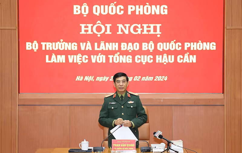 Đại tướng Phan Văn Giang phát biểu tại buổi làm việc.