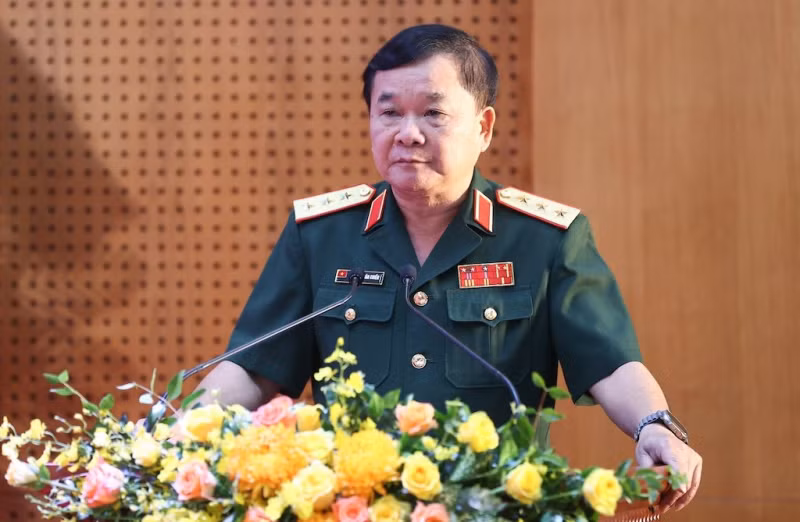 Thượng tướng Hoàng Xuân Chiến phát biểu ý kiến tại buổi lễ.