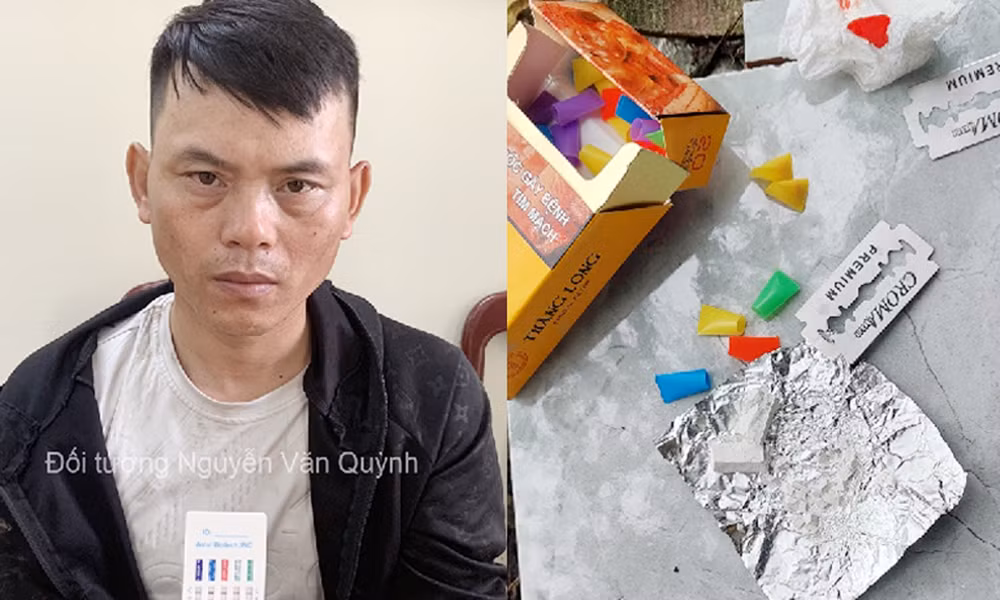Công an Lạng Giang bắt đối tượng Nguyễn Văn Quỳnh tàng trữ trái phép chất ma túy.