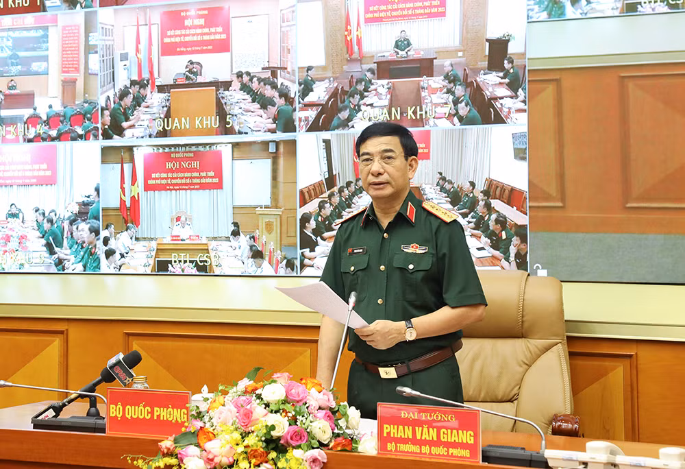 Đại tướng Phan Văn Giang phát biểu chỉ đạo tại hội nghị. (Ảnh: mod.gov.vn)