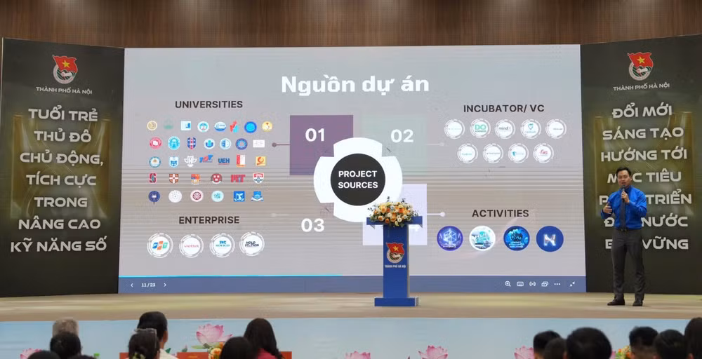 Đồng chí Trần Quang Hưng giới thiệu về Cuộc thi “Thử thách Khởi nghiệp Việt toàn cầu" lần thứ 7.