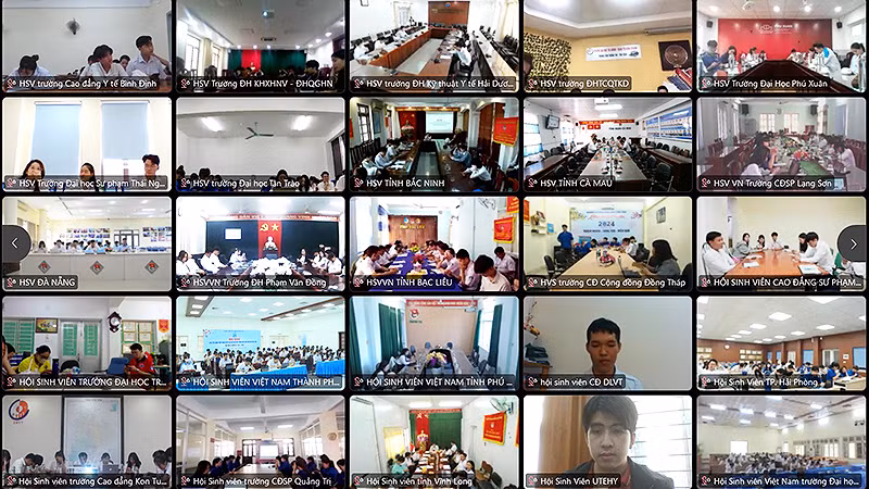 Toàn cảnh Hội nghị qua một số điểm cầu trực tuyến.