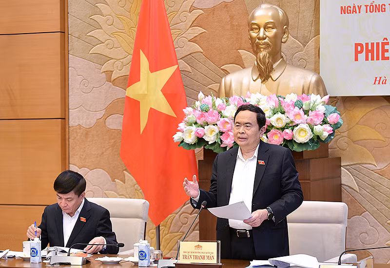 Đồng chí Trần Thanh Mẫn phát biểu ý kiến tại phiên họp. (Ảnh: Cổng Thông tin điện tử Quốc hội) Đồng chí Trần Thanh Mẫn phát biểu ý kiến tại phiên họp. (Ảnh: Cổng Thông tin điện tử Quốc hội)