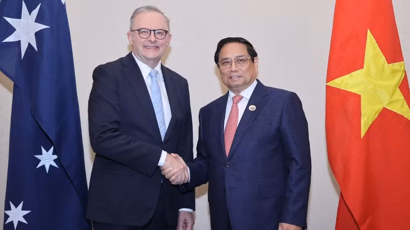 Thủ tướng Phạm Minh Chính và Thủ tướng Australia Anthony Albanese. (Ảnh: Nhật Bắc/VGP)