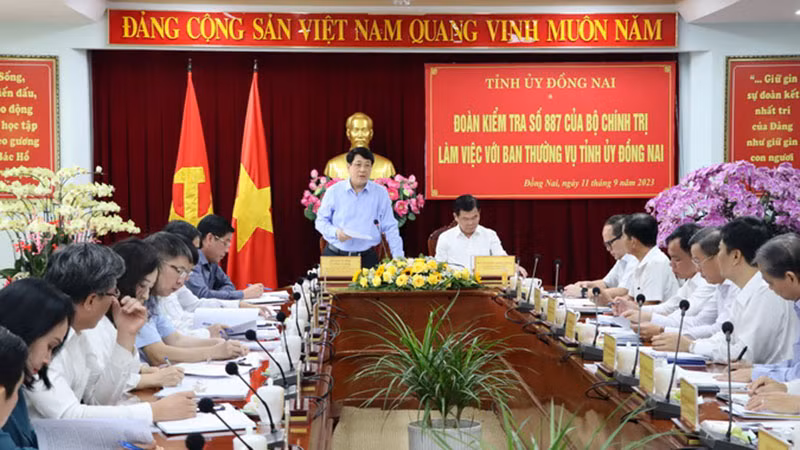 Quang cảnh buổi kiểm tra tại Ban Thường vụ Tỉnh ủy Đồng Nai.