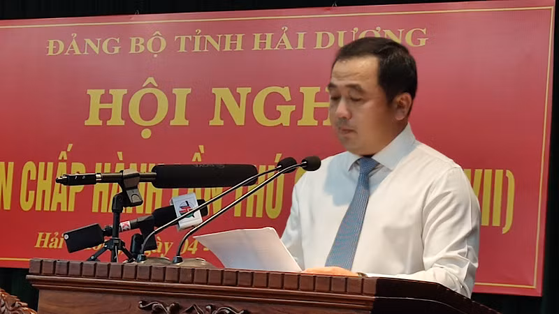 Bí thư Tỉnh ủy Hải Dương Trần Đức Thắng phát biểu chỉ đạo Hội nghị.