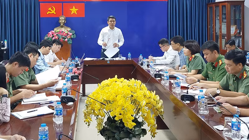Đoàn kiểm tra Bộ Công an-Bảo hiểm xã hội Việt Nam làm việc tại Bảo hiểm xã hội Thành phố Hồ Chí Minh. (Ảnh: Tâm Trung)