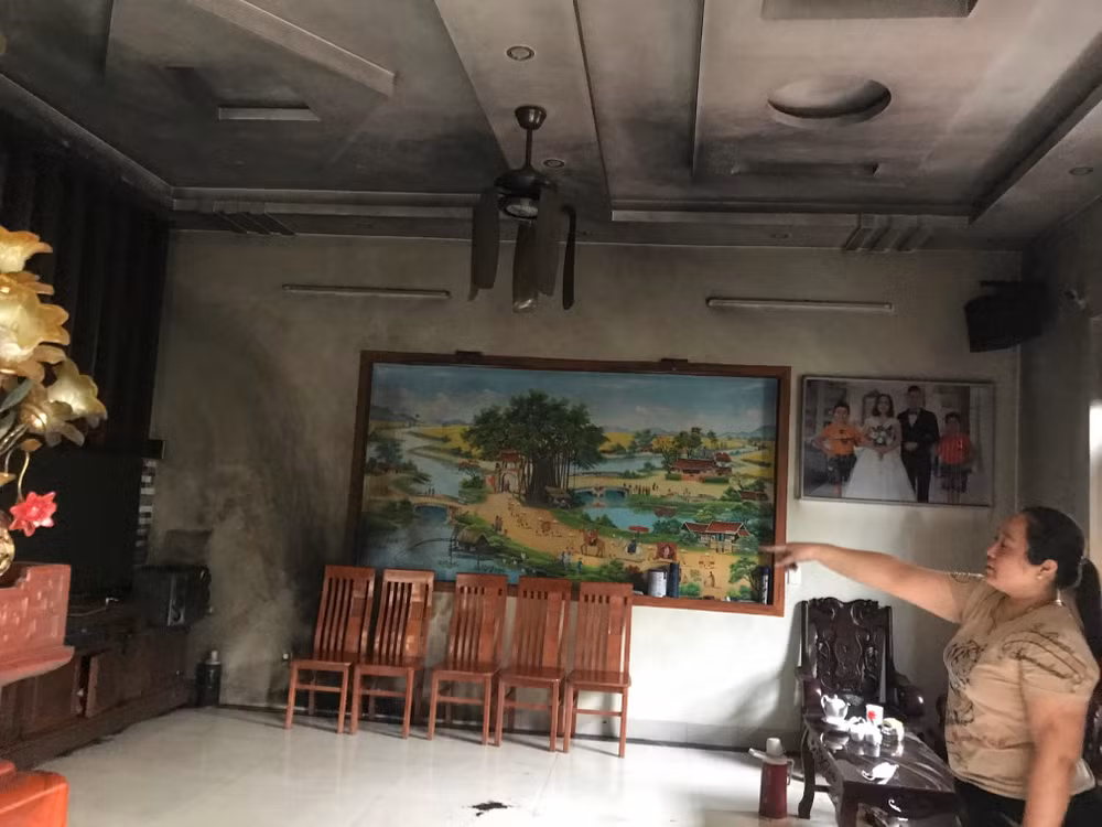 Hiện trường sau vụ cháy nhà bà Vũ Thị Đều, xã Trung Hòa, Yên Mỹ, Hưng Yên.