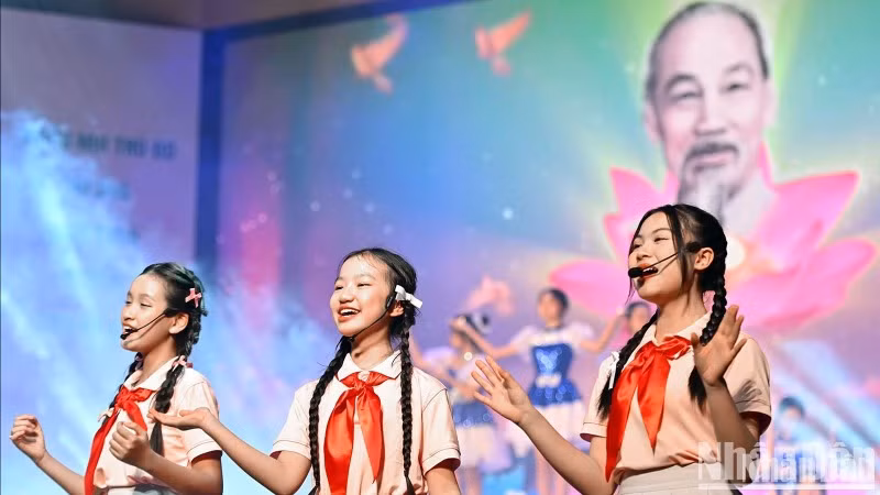 Không khí vui tươi, sôi nổi tại Đại hội Cháu ngoan Bác Hồ thành phố Hà Nội lần thứ XV, diễn ra cuối tháng 3/2025.