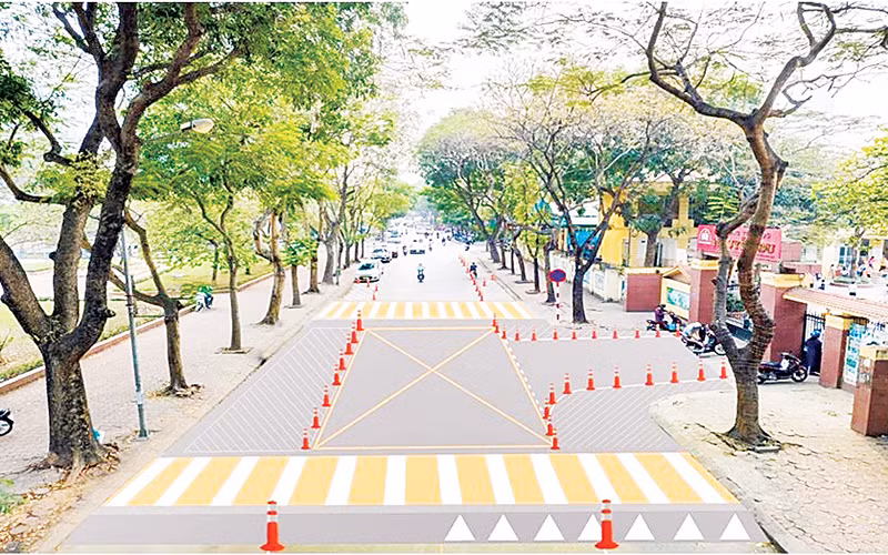 Đồ họa mô hình dự kiến áp dụng tại cổng Trường tiểu học Nguyễn Du, quận Hà Đông (Hà Nội).