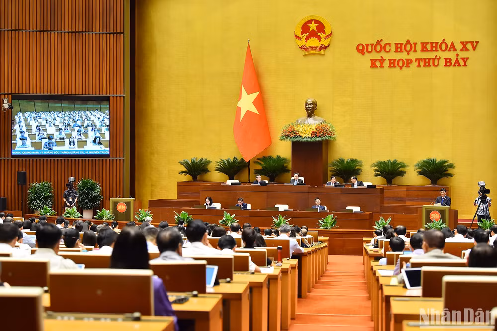 Quang cảnh làm việc Kỳ họp thứ 7, Quốc hội khóa XV. (Ảnh: DUY LINH)