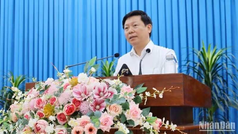 Đồng chí Trần Thanh Lâm phát biểu tại buổi làm việc