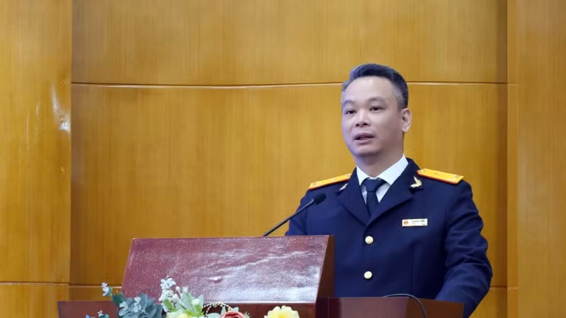 Phó Tổng cục trưởng Vũ Mạnh Cường phát biểu ghi nhận sự đóng góp quan trọng của cộng đồng doanh nghiệp và người nộp thuế trên địa bàn Thủ đô Hà Nội.