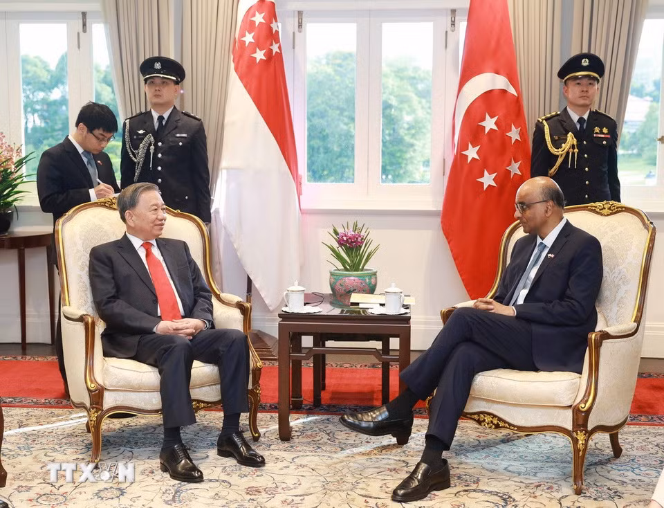 [Ảnh] Tổng Bí thư Tô Lâm hội kiến Tổng thống Singapore Tharman Shanmugaratnam