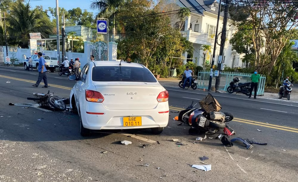 Hiện trường vụ tai nạn giao thông. (Ảnh: Công an cung cấp)