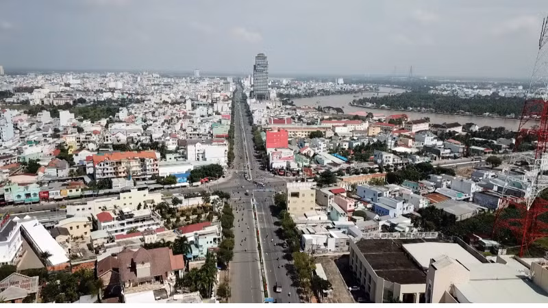 Nội ô thành phố Cần Thơ nhìn từ trên cao.