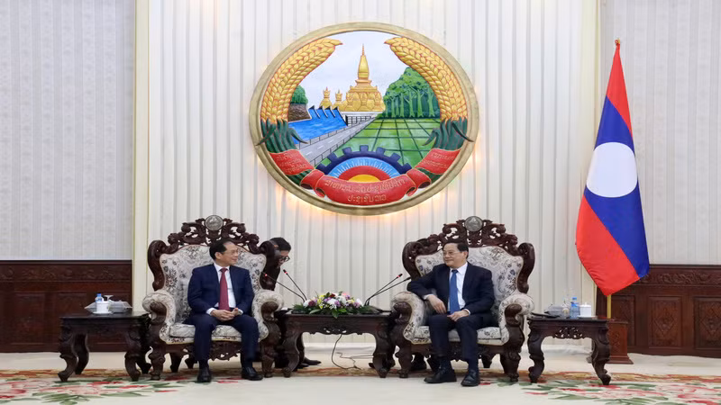 Phó Thủ tướng, Bộ trưởng Ngoại giao Bùi Thanh Sơn hội kiến Thủ tướng Lào Sonexay Siphandone.