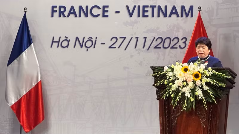 Chủ tịch Nhóm Nghị sĩ hữu nghị Việt Nam-Pháp Nguyễn Thúy Anh phát biểu.