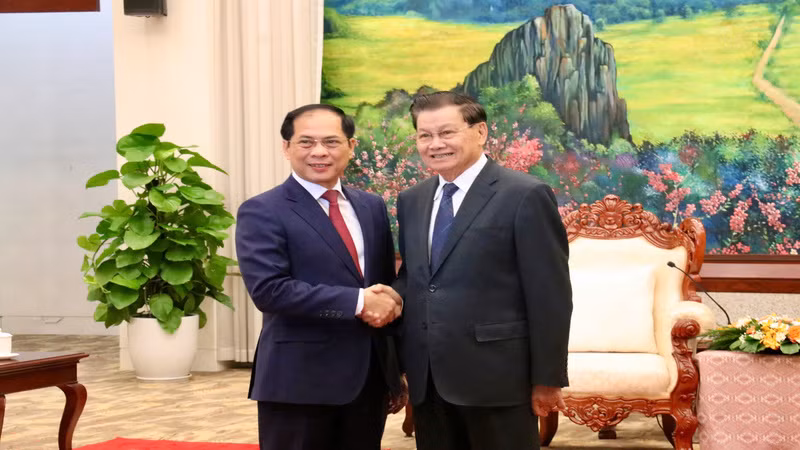 Phó Thủ tướng, Bộ trưởng Ngoại giao Bùi Thanh Sơn hội kiến Tổng Bí thư, Chủ tịch nước Lào Thongloun Sisoulith.