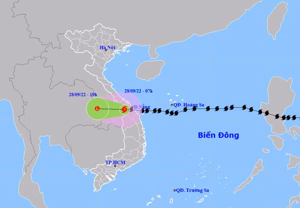 Vị trí và hướng di chuyển của bão số 4. (Nguồn: nchmf.gov.vn)