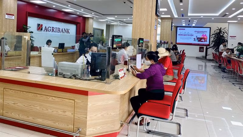 Khách hàng giao dịch tại Ngân hàng Agribank.