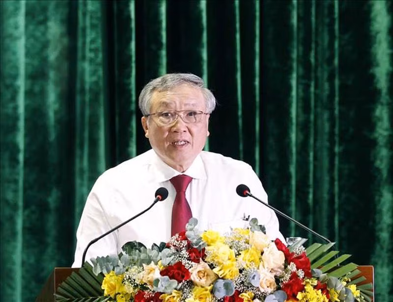 PGS. TS Nguyễn Hòa Bình, Ủy viên Bộ Chính trị, Bí thư Trung ương Đảng, Chánh án Tòa án nhân dân tối cao phát biểu.