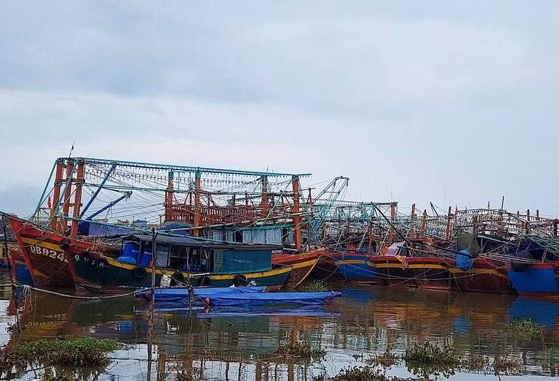 Tàu thuyền của ngư dân Quảng Bình vào neo đậu tránh, trú bão.
