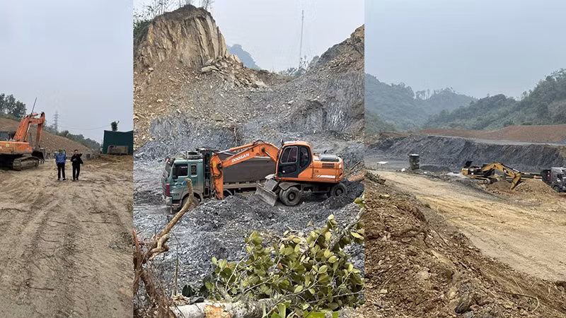 Hiện trường xảy ra hành vi vi phạm quy định về khai thác tài nguyên. Hiện trường xảy ra hành vi vi phạm quy định về khai thác tài nguyên.