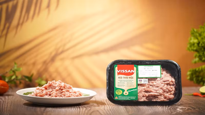 Thịt heo thảo mộc VISSAN có tem truy xuất nguồn gốc thực phẩm TE-FOOD.