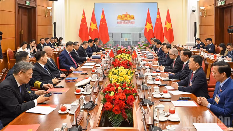 Quang cảnh hội kiến tại Trụ sở Trung ương Đảng. (Ảnh: DUY LINH) Quang cảnh hội kiến tại Trụ sở Trung ương Đảng. (Ảnh: DUY LINH)