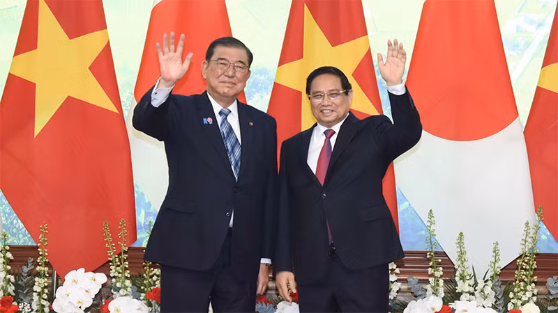 Thủ tướng Phạm Minh Chính và Thủ tướng Nhật Bản Ishiba Shigeru. (Ảnh: Trần Hải) Thủ tướng Phạm Minh Chính và Thủ tướng Nhật Bản Ishiba Shigeru. (Ảnh: Trần Hải)