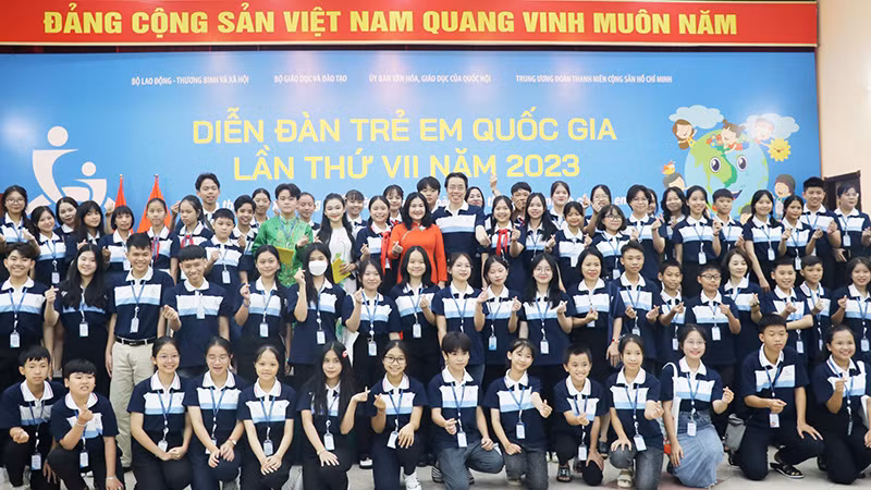Các em thiếu nhi dự Diễn đàn trẻ em quốc gia lần thứ bảy năm 2023. (Ảnh: Molisa)