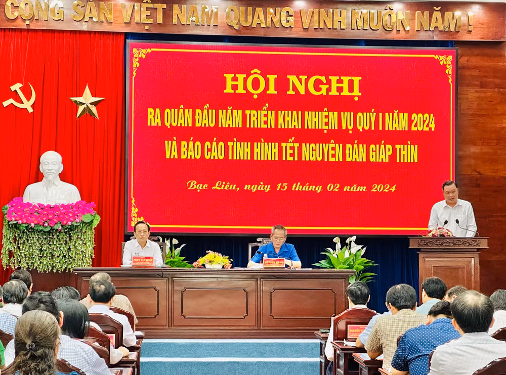 Quang cảnh hội nghị ra quân đầu Xuân mới. (Ảnh: TRỌNG DUY)