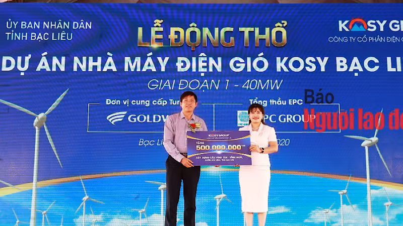 Một trong những hoạt động tại lễ động thổ của dự án Nhà máy Điện gió Kosy Bạc Liêu.