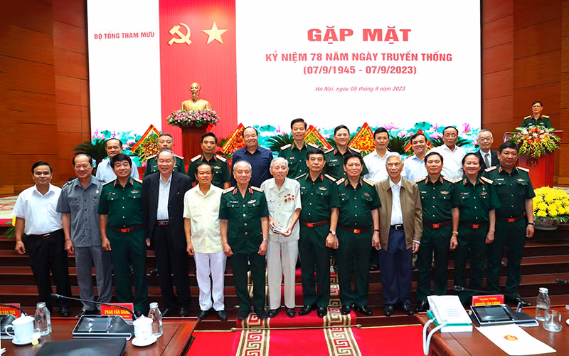 Các đại biểu tại buổi gặp mặt kỷ niệm 78 năm Ngày truyền thống Bộ Tổng Tham mưu Quân đội nhân dân Việt Nam. Ảnh: mod.gov.vn