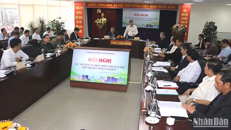 Quang cảnh hội nghị xúc tiến đầu tư phát triển nhà ở xã hội trên địa bàn tỉnh Lâm Đồng.