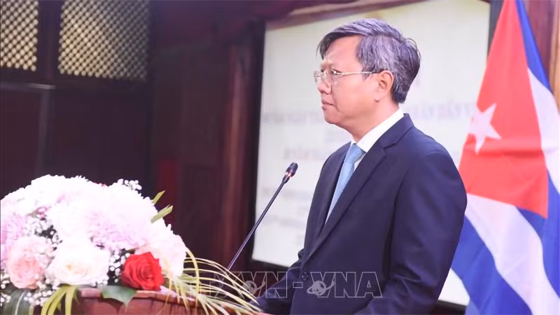 Đại sứ Lê Quang Long phát biểu tại sự kiện. (Ảnh: TTXVN)