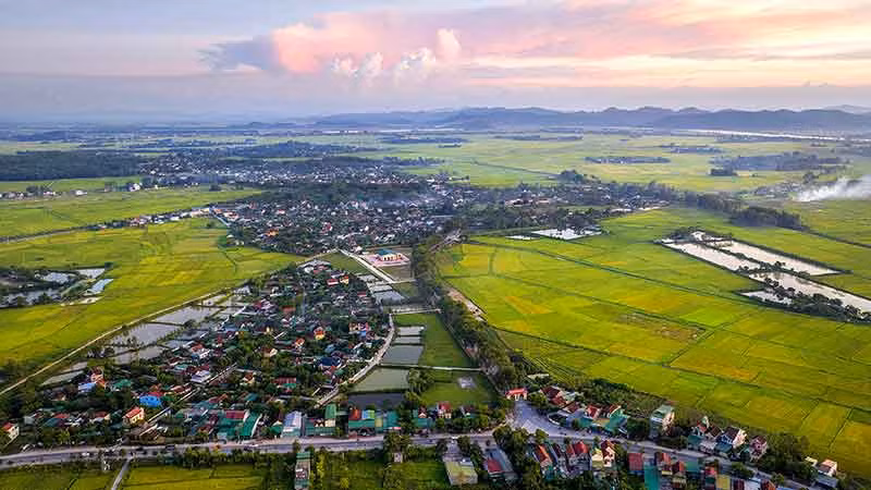 Toàn cảnh làng Sen, quê nội của Bác Hồ. (Ảnh QUANG DŨNG)