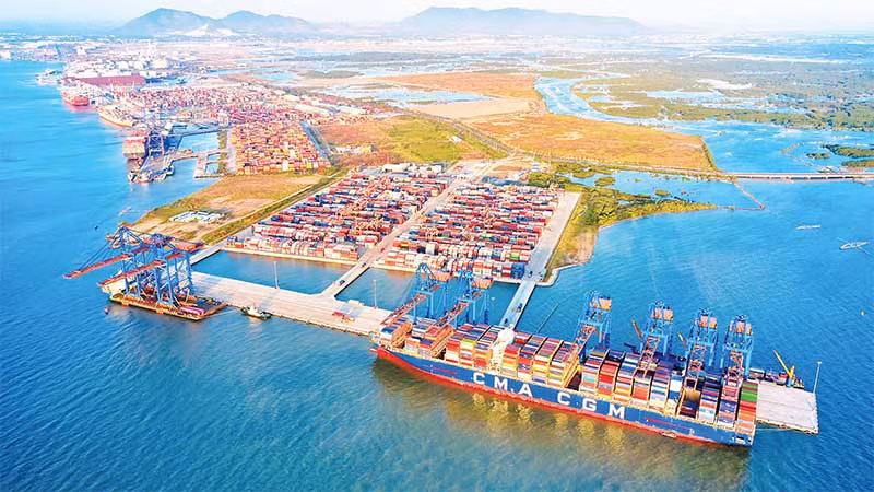 Cụm cảng Cái Mép-Thị Vải nhìn từ trên cao.