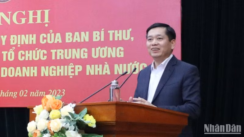 Đồng chí Nguyễn Long Hải phát biểu tại hội nghị.