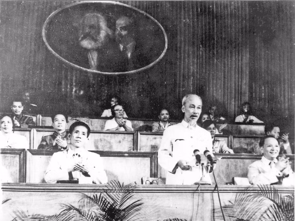 Chủ tịch Hồ Chí Minh tại Đại hội đại biểu toàn quốc lần thứ III của Đảng (tháng 9 năm 1960). (Ảnh Tư liệu)